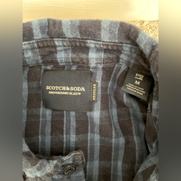 Men’s Maison Scotch & Soda blue plaid button down. - Picture 4 of 5